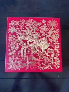 Cartier Red and Gold Jungle Leopard Empty Perfume Box